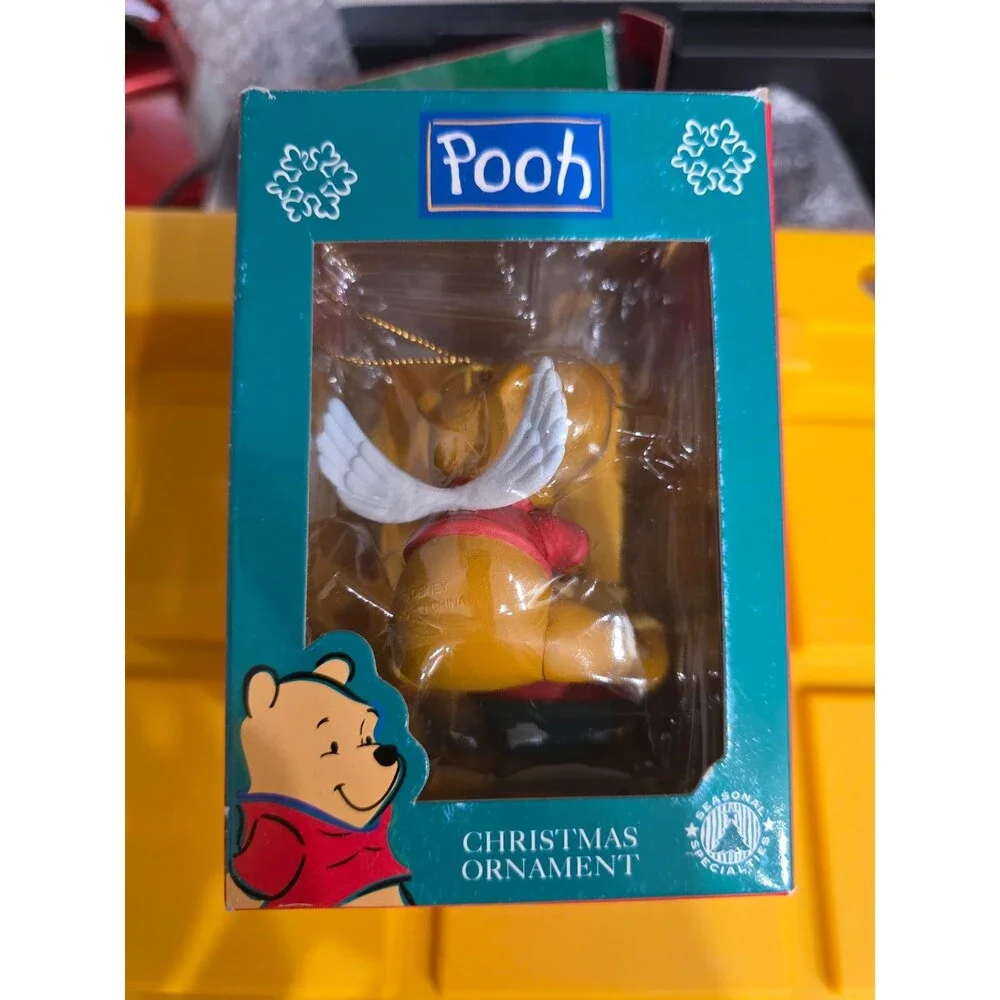 Vintage Christmas Tree Ornament Disney Winnie The Pooh Angel with Honey Pot 3”